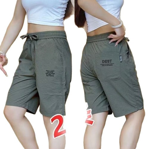 2025 Leisure Pants for Men Summer Trend Brand Ice Silk Quick-Dry Beach Pants Sporty Loose Short Pants Couple Pants