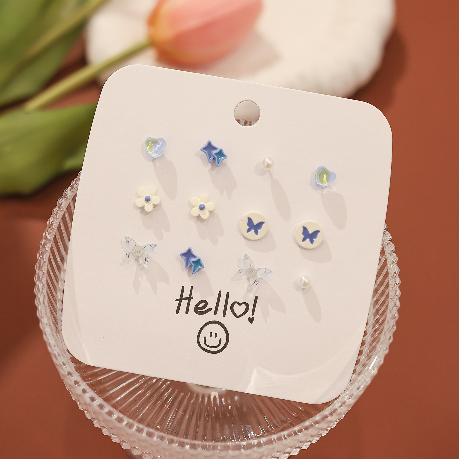 Juego de pendientes de aguja de plata simple y pequeño, combinación de pendientes geométricos de amor, pendientes lindos y dulces de todo fósforo, puesto al por mayor