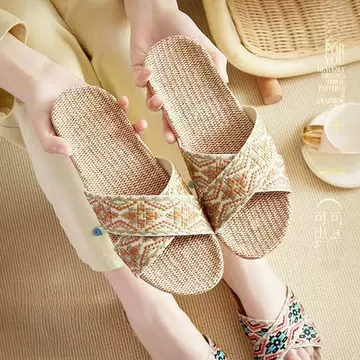 Handmade linen slippers wholesale deodorant non-slip indoor cotton and linen slippers women's summer breathable home mute sandals