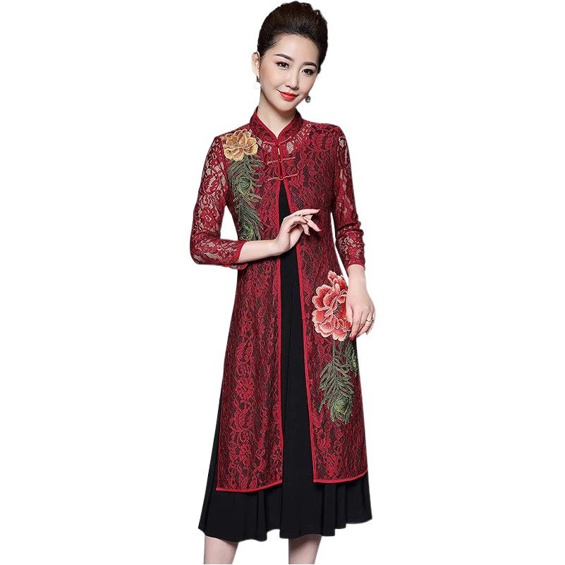 Модное платье среднего и пожилого возраста женское весеннее и летнее платье платье мама темперамент свадебный банкет длинное платье платье женское