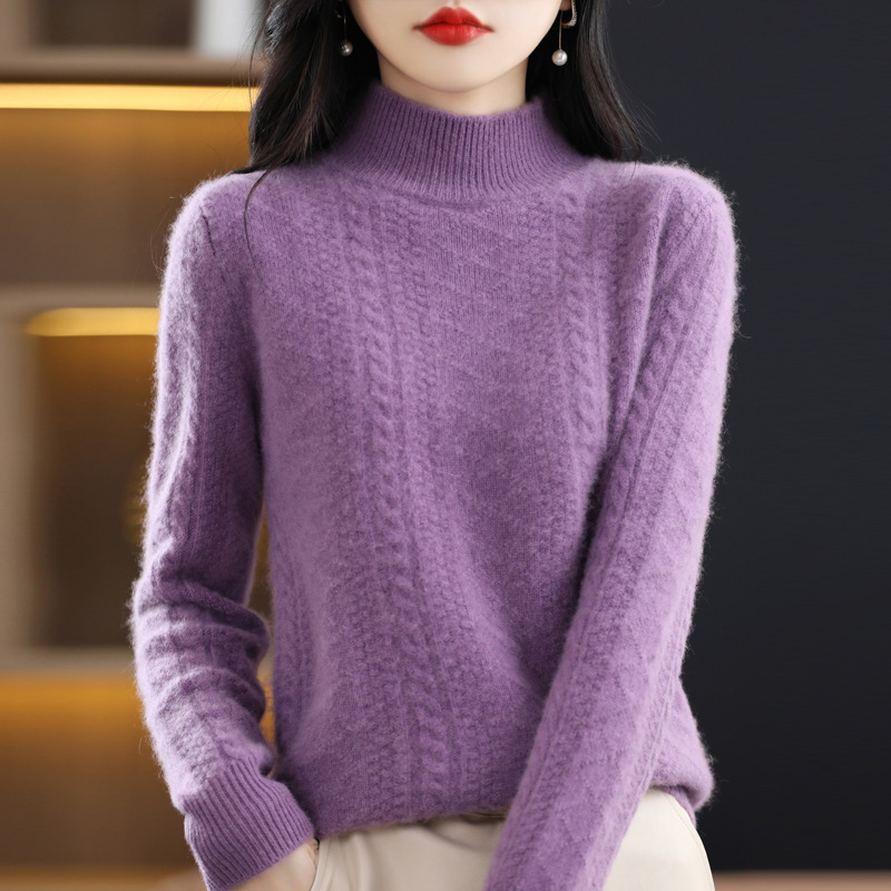 Seven needle thickened semi-aged woolen sweater female new skin-friendly warm cashmere knitwear in autumn and winter twisted floral sweater