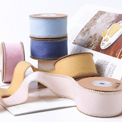 Gold-Edge Felt Fabric Ribbon for Flower Cake Gift Box Bow Tie Hair Accessories DIY Fashion Collar Tie Sleeve Accessories