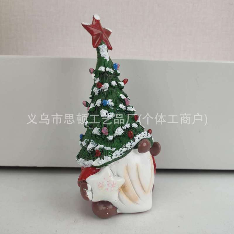 圣诞节跨境圣诞树发光矮人装饰摆件树脂家居设计圣诞树侏儒灯|undefined