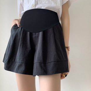 Maternity Shorts 2024 Summer Thin Style Casual Loose Wide-Leg Pants Versatile High-Waisted Belly Support Pants