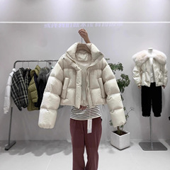 韩版2025冬季新款羽绒服女短款白鸭绒小个子立领保暖百搭面包服
