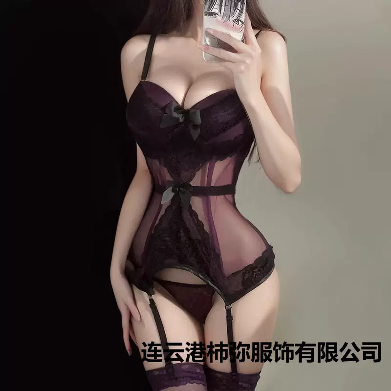 情趣内衣性感蕾丝诱惑马甲钢圈聚拢吊袜带免脱睡衣女套装一件代发