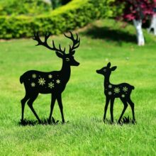 户外鹿花园装饰金属装饰花园男士鹿礼物黑色剪影雕