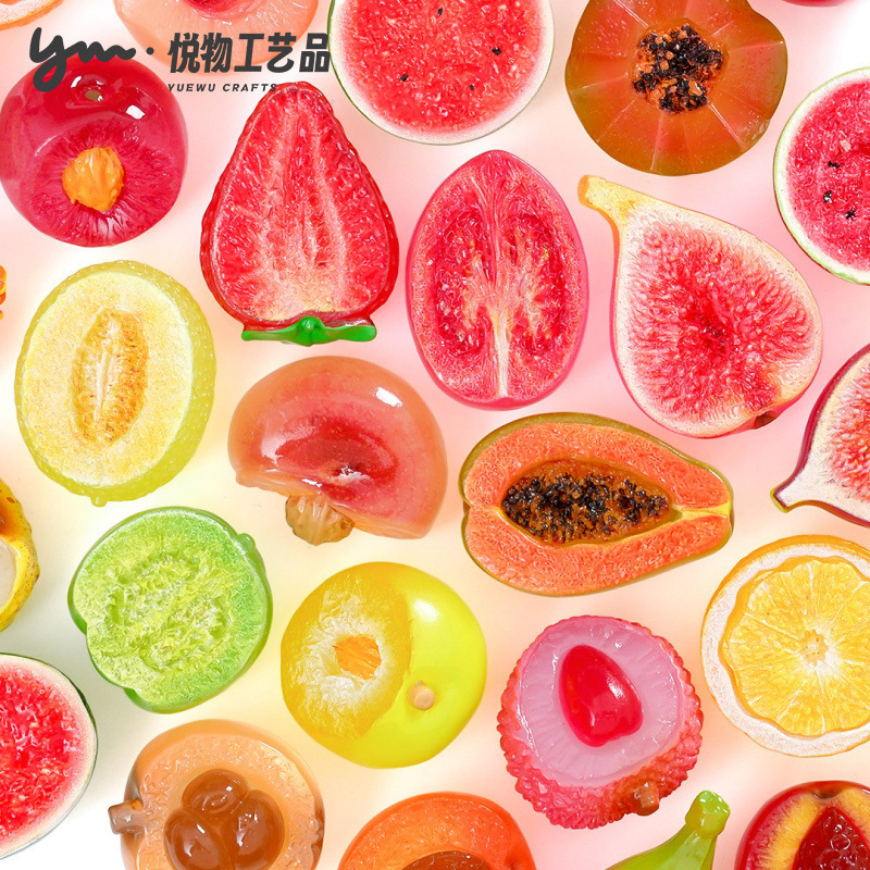 Luminous Fancy Half-Cut Bayberry and Lychee Fruit Cute DIY Decoration Blind Bag Accessories Car Desktop Small Ornaments