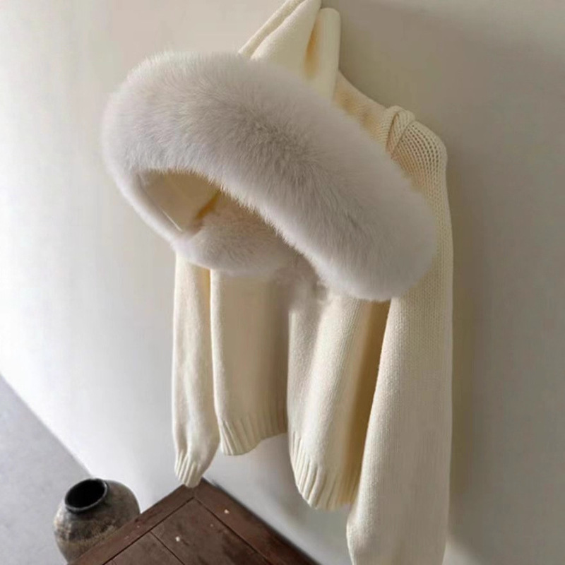 2025 New Fur Women's Hooded Thick Coat with Large Fur Collar, Autumn and Winter New Fashion Versatile Real Shot