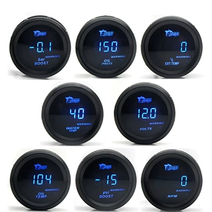 Cross-Border Hot-Selling 52mm Car Modification Digital Display 12V Blue Light Car Instrument Panel Turbo Water Temperature Oil Temperature Oil Pressure Voltage