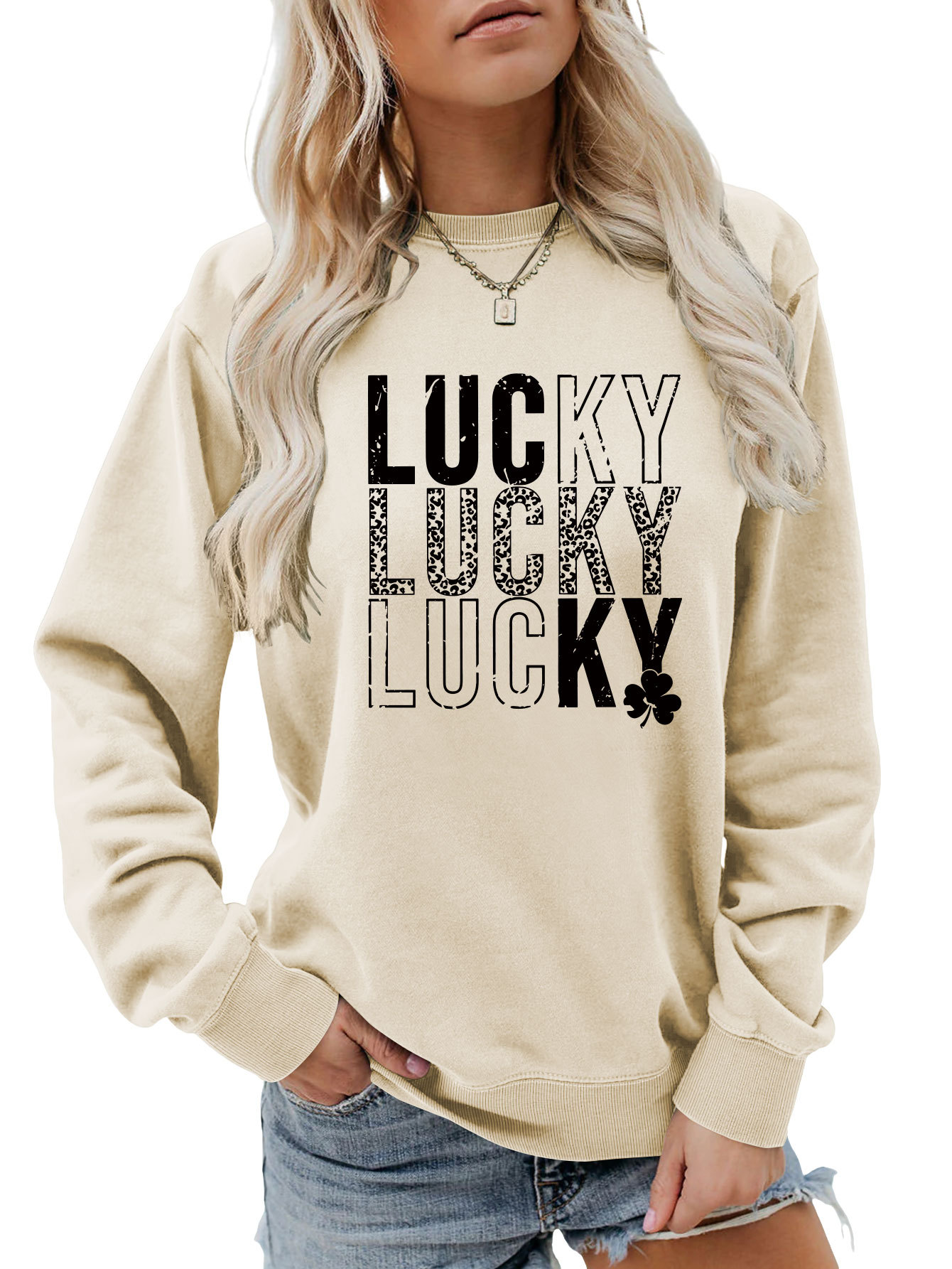 Women's Hoodies Long Sleeve Printing Streetwear Shamrock Letter display picture 9