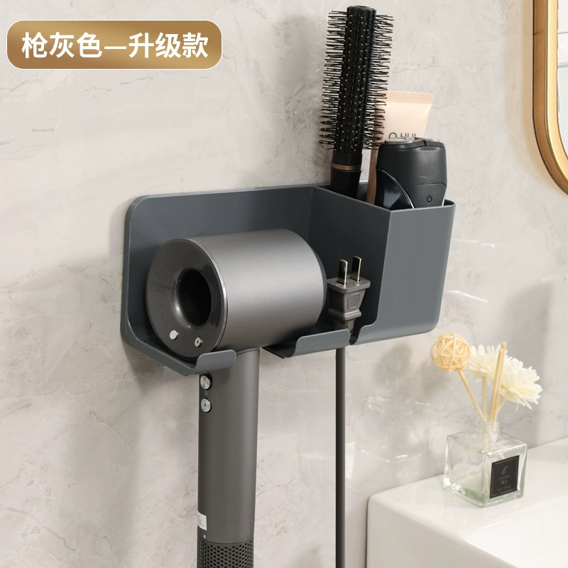 Wall-Mount Hair Dryer Holder, No-Drill Adhesive, Universal Corner Bathroom Storage Rack