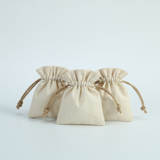 Jewelry drawstring bag brushed cotton and linen cotton embryo bag jewelry packaging drawstring pure cotton cloth storage bag wholesale