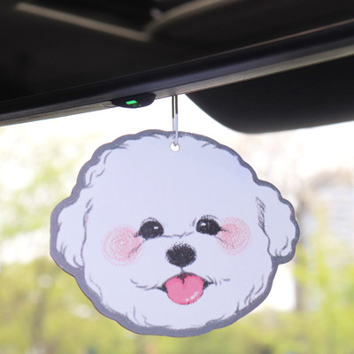INS lovely Bichon bow automobile Scented tea vehicle Fragrance Odor originality gift Pendant Jewelry