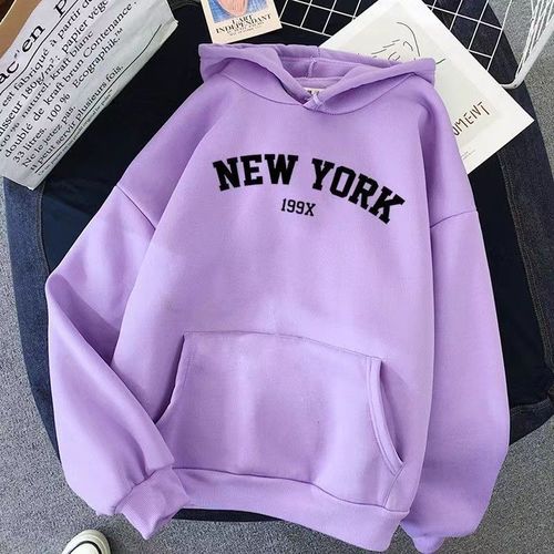 American Retro Letter Print Mid-Long Length Casual Hooded Sweatshirt Outerwear Loose Matchable Long-Sleeve Top for Women Autumn