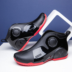Cross-border new rain boots men's rubber shoes men's water shoes summer waterproof fishing shoes men's outdoor kitchen non-slip wading shoes