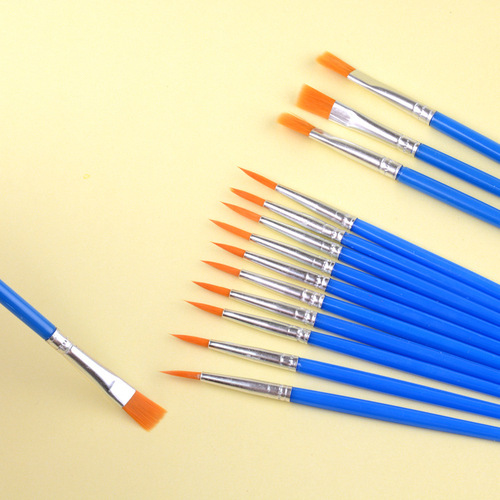 Blue rod three-pack paintbrush children's nylon hair digital oil paintbrush painted graffiti diy hook line pen gypsum pottery