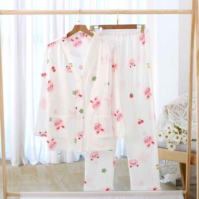 브이넥-주름천-핑크래빗-화이트