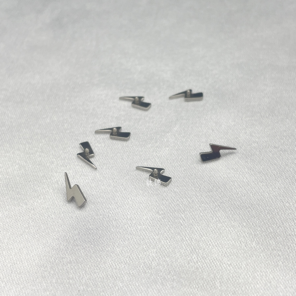 Titanium Brocade Piercing Jewelry F136 Titanium Alloy Three-dimensional Lightning Earrings and Lip Nails 16G Small Ear Bone Nails Jewelry Wholesale