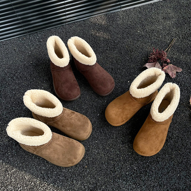 Stivali da neve da donna in vera pelle di pecora 2025, stivaletti invernali foderati in pile in stile britannico, scarpe casual antiscivolo_voghion.com