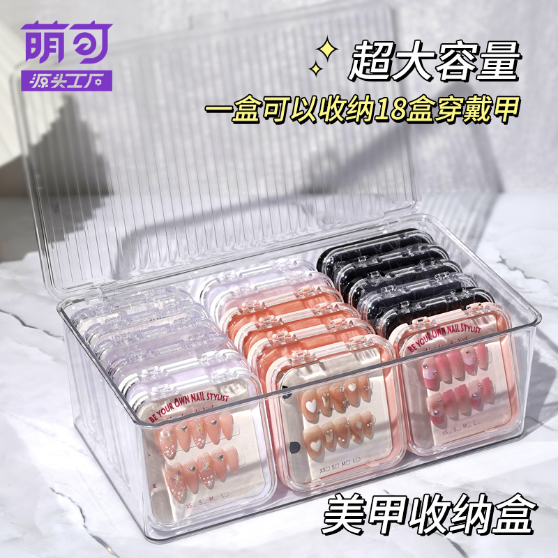 Caja de almacenamiento de uñas de vestir, caja de almacenamiento de acrílico transparente pequeña para almacenar uñas a prueba de polvo, caja de joyería, caja de bar