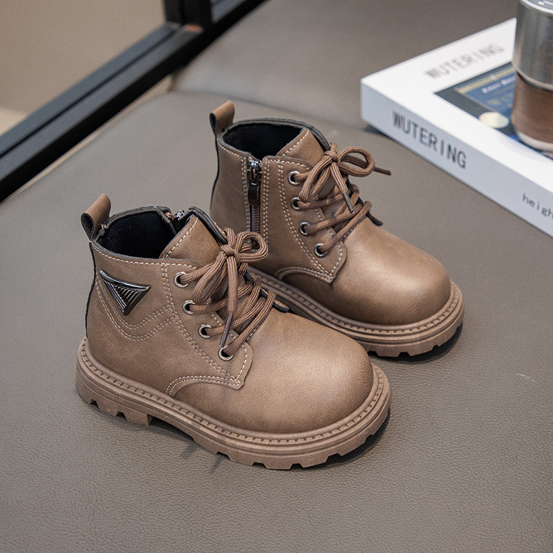 Nouvelles chaussures d'automne 2024, bottes courtes en cuir pour hommes et femmes Martin pour enfants, bottes jaunes pour bébé_voghion.com