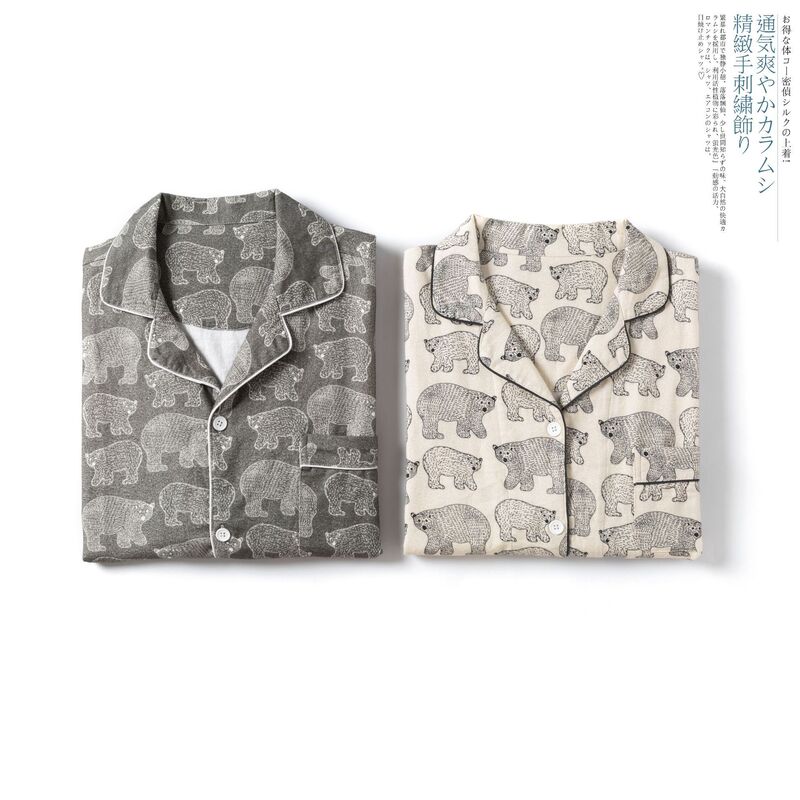 Private New High-End Simple Spring and Autum Couple Pajamas Women's Pure Cotton Long-Sleeved Casual Men's Cotton Home Clothes