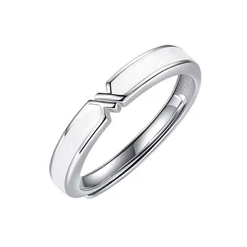 Ins nicho moda apertura pareja anillo femenino diseño popular en blanco y negro anillo de alta gama para hombres y mujeres joyería de mano image 6