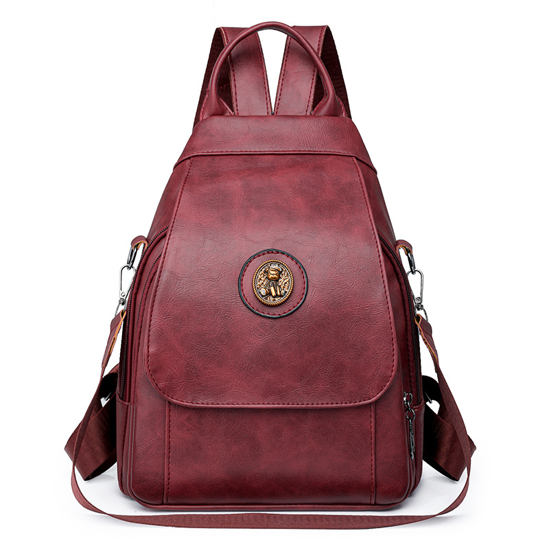 Comercio exterior al por mayor 2024 nuevo estilo europeo y americano retro señoras PU mochila multifuncional para viajeros urbanos