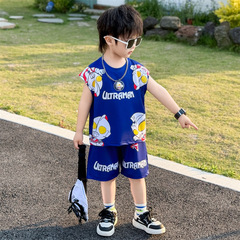 奧特曼男童背心套裝夏季2024新款兒童無袖衣服痞帥男孩運動兩件套
