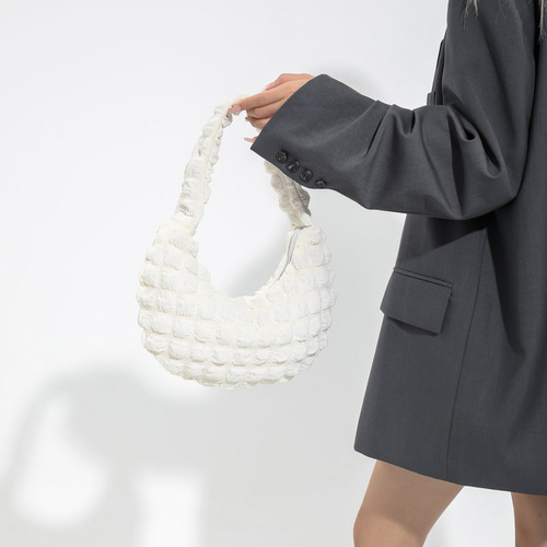 Early Autumn New Fashion Handbag Shoulder Underarm Bubble Check Bag Women's Bag Supports Large Volume Wholesale and Mixed Batch