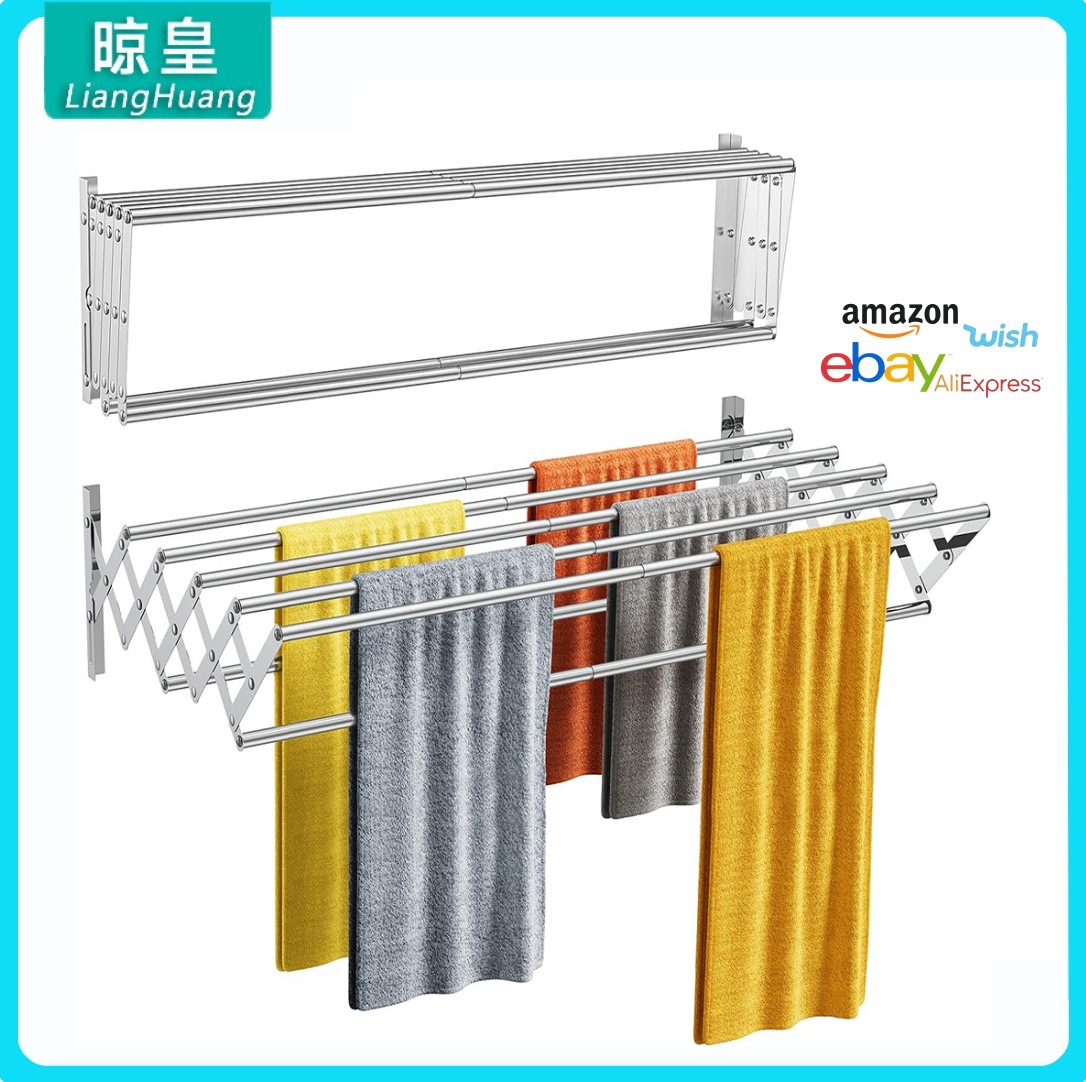 Tendedero invisible transfronterizo, tendedero pequeño retráctil plegable de pared para balcón, toallero de acero inoxidable, sin necesidad de taladrar.