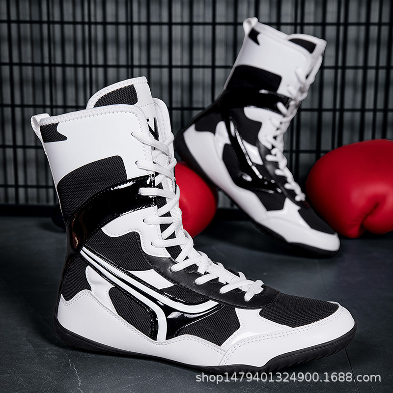 Factory Direct Sales Cross-Border New Men's Large Size Indoor Comprehensive Training Non-Slip Wrestling Shoes Protective Wear-Resistant Boxing Shoes