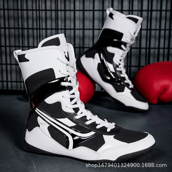 Factory Direct Sales Cross-Border New Men's Large Size Indoor Comprehensive Training Non-Slip Wrestling Shoes Protective Wear-Resistant Boxing Shoes