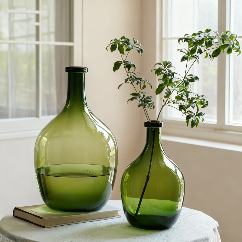 高级感简约花瓶客厅摆件玻璃水养雪柳马醉木南天竹吊钟落地装饰品