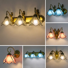 美式创意复古荷花卫生间镜前灯壁灯欧式梳妆台地中海简约墙壁灯具