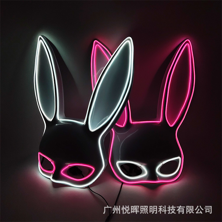 Wansheng lindo conejo belleza vestir máscara fluorescente bar discoteca Carnaval sexy conejito Máscara Luminosa