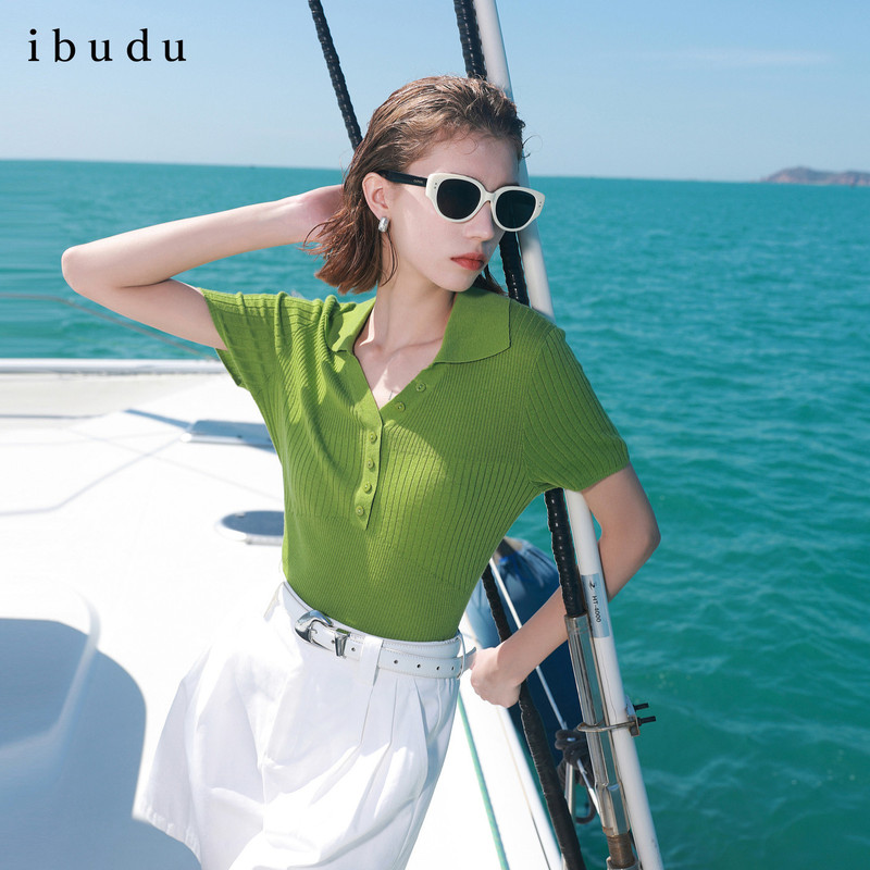 Ibudu2026 New Summer Style Pure Color Knitted Sweater with Pit Strips, Short-Sleeved Sweater, Pullover, Slim Fit for Women Ibudu2026 New Summer Style Pure Color Knitted Sweater with Pit Strips, Short-Sleeved Sweater, Pullover, Slim Fit for Women
