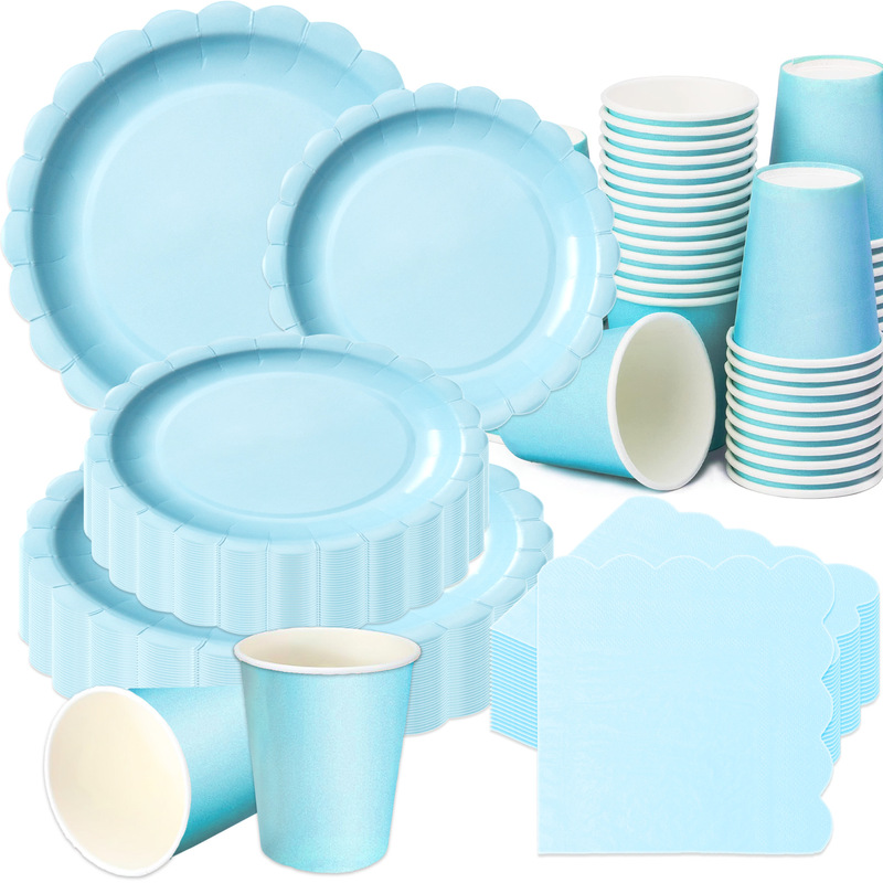 Colorful Lace Solid Color Disposable Tableware Party Paper Plates Paper Cups Paper Towels Napkins Holiday Supplies Decoration Set Colorful Lace Solid Color Disposable Tableware Party Paper Plates Paper Cups Paper Towels Napkins Holiday Supplies Decoration Set