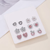 Fashionable earrings, trend set, European style, internet celebrity, diamond encrusted, flowered