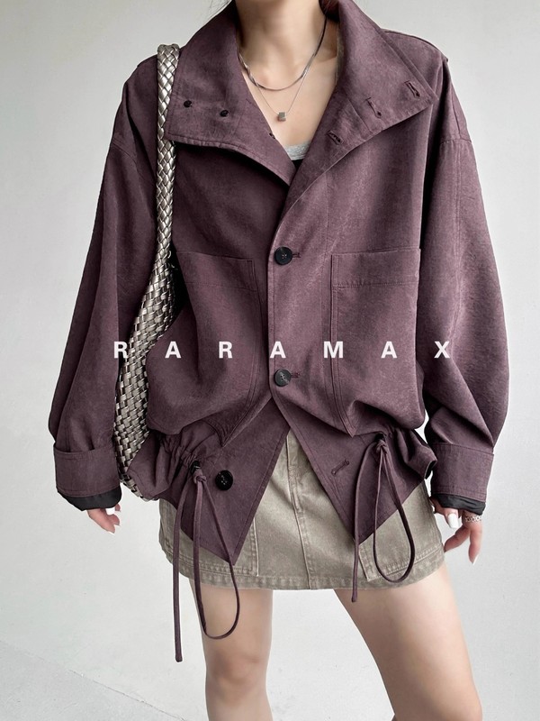 RARAMAX 薄雾绛紫~斑驳柔焦绒感~复古松弛~花苞型 铜氨外套夹克|undefined