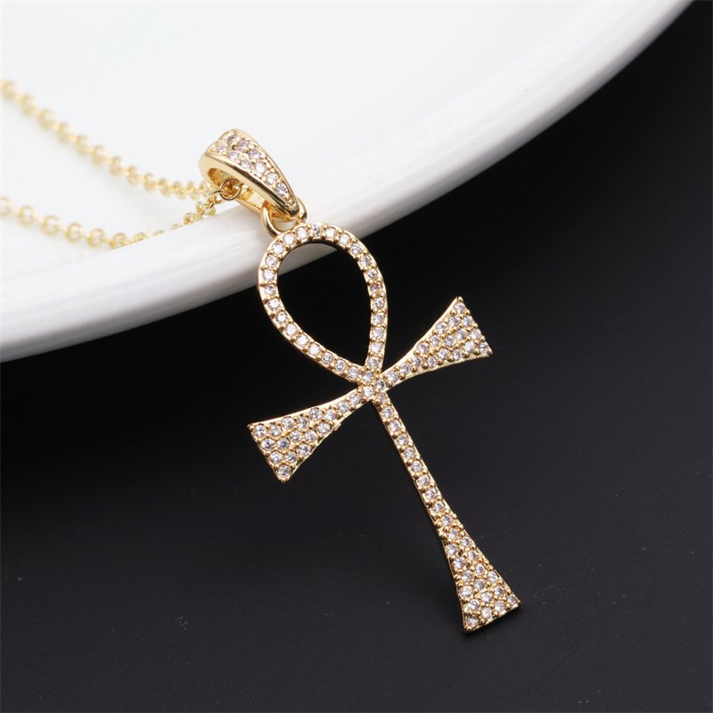 Fashion Key Lightning Copper Necklace Inlay Zircon Copper Necklaces