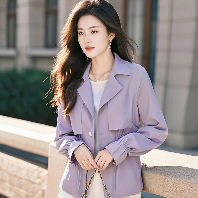 2025 New Super Nice, Unique and Beautiful Korean Style High-End Versatile Purple Short Windbreaker Jacket for Women
