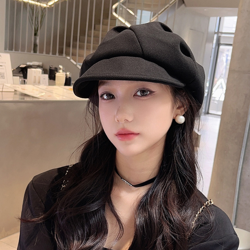 2025新款八角贝雷帽云朵女款春秋冬季帽显脸小英伦复古百搭画家帽|undefined