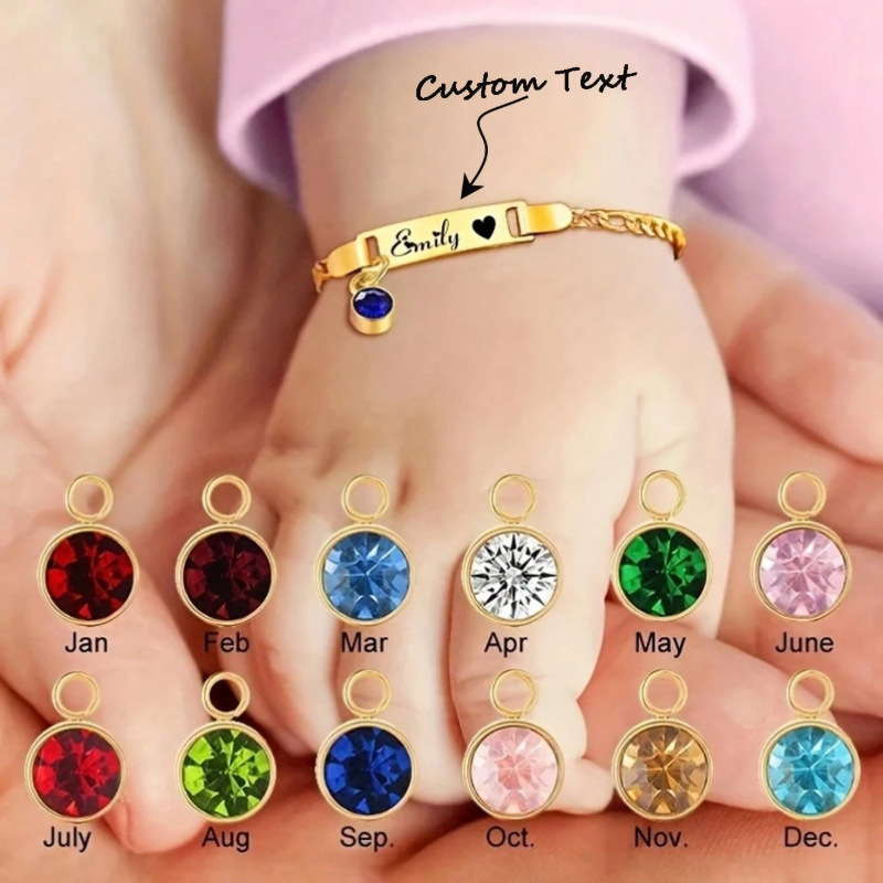 Etsy Cross-Border Hot-Selling Birthstone Curved Bracelet Personalized with English Letters Children's Baby Name Commemorative Jewelry Etsy Cross-Border Hot-Selling Birthstone Curved Bracelet Personalized with English Letters Children's Baby Name Commemorative Jewelry