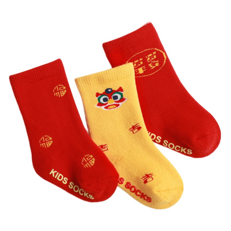 2022 Calcetines de bebé recién nacidos de invierno Año nuevo rojo Año DE NACIMIENTO calcetines de bebé engrosados calcetines de media pantorrilla cálidos