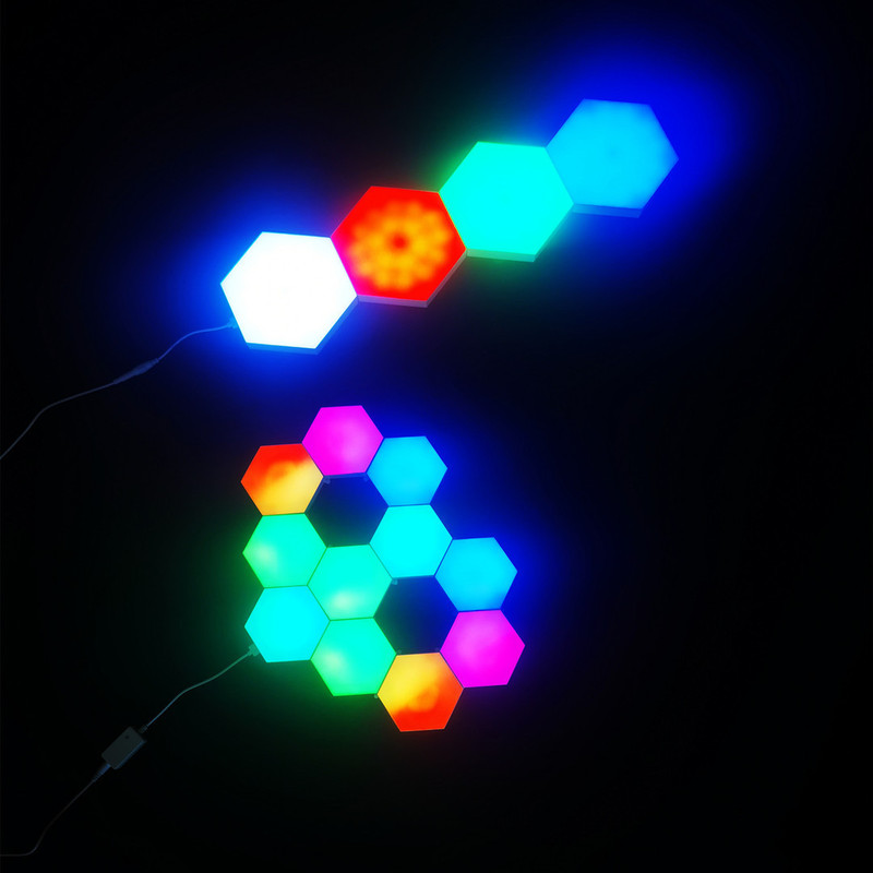 Creative hexagon large size indoor wall lamp TV background wall decoration large size quantum lamp splicing Creative hexagon large size indoor wall lamp TV background wall decoration large size quantum lamp splicing