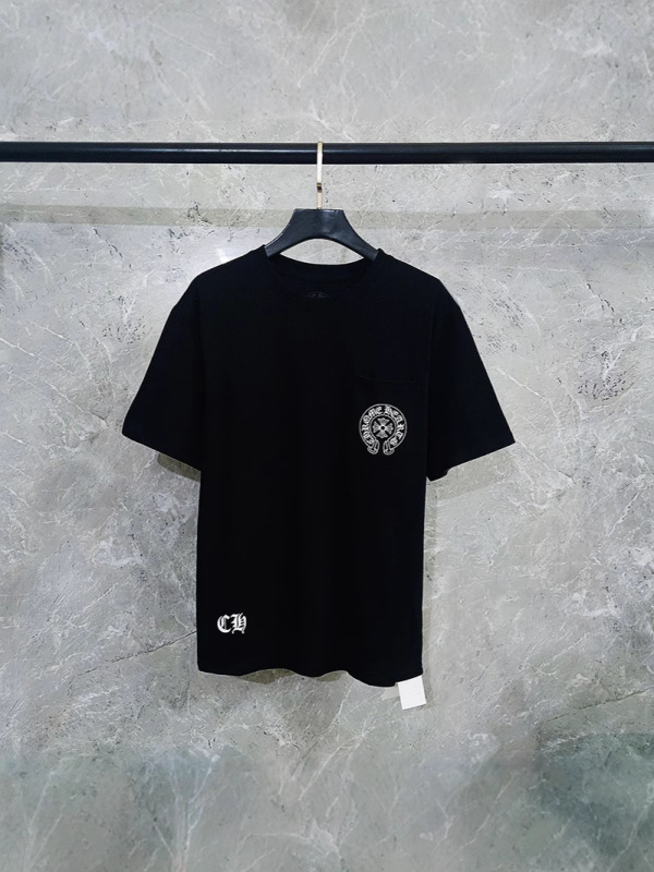 高バージョン クロームハーツ 春夏新作 クロームハーツ クラシック ビッグホースシュークロスフラワー オーラー半袖Tシャツ|undefined