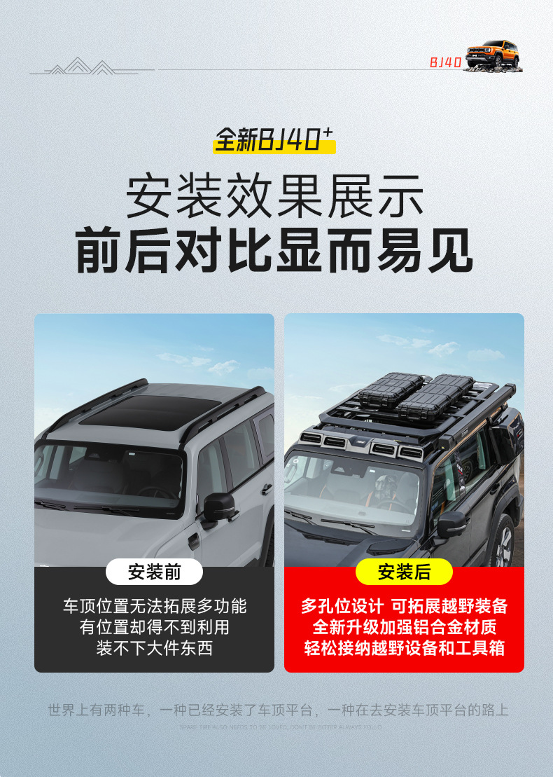 Brand New Bj40 Wind-Chasing Roof Rack Frame Off-Road Modification Folding Ladder Expansion Platform Side Tent Backpack
