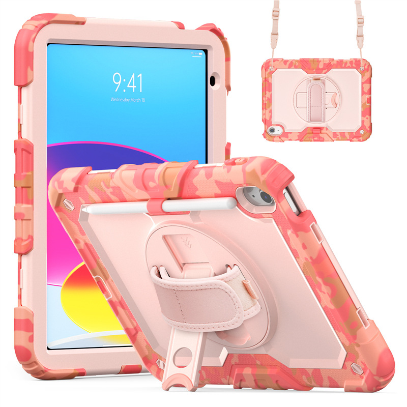 Aplicable para transfronterizos iPad11 Apple camuflado caso de placa protectora 10 o conjunto A16 anti-caída 10.2 pulgadas silicio